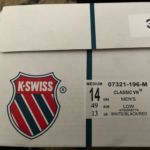 K-Swiss Men's White, Red, and Black Sneakers - Picture 8 of 8